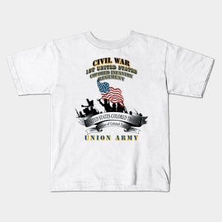 Civil War - 1st United States Colored Infantry Regiment with USCT Bureau Banner - USA Kids T-Shirt